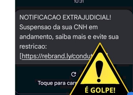 SMS com notificação extrajudicial de suspensão de CNH em nome do Detran-MS é golpe