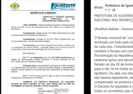 Prefeito do PSDB toma decisão ilegal ao criar feriadão com antecipação de data nacional